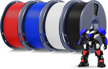 Kit 4 Rolos SUNLU PETG Filamento 3D 1.75mm 250g - Preto, Vermelho, Branco e Azul Klein